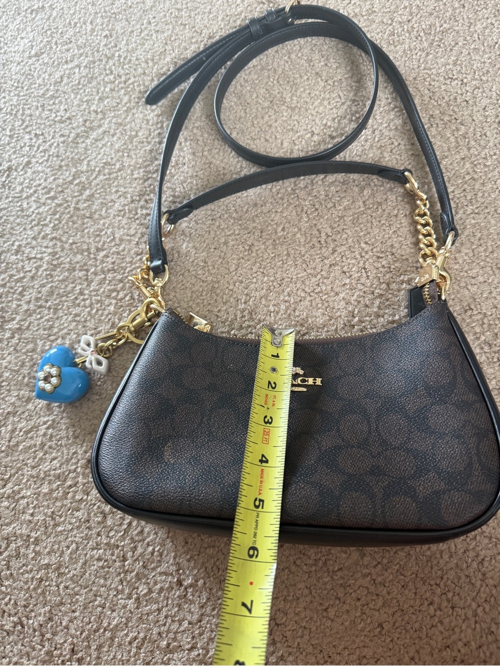 Never Used Coach Signature Small Saddle Bag in Brown With Purse Charm Included - Picture 6 of 13
